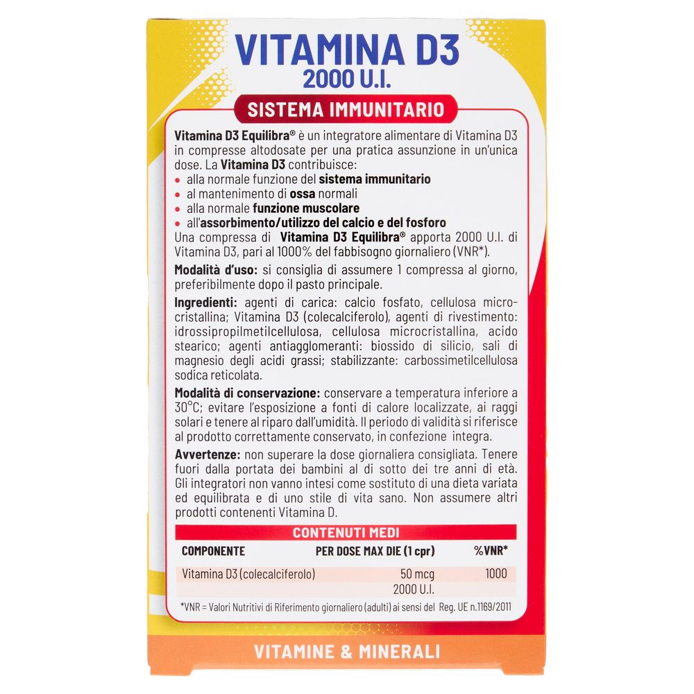Equilibra Vitamina D3 2000 U.I. Sistema Immunitario 30 Compresse 2,43 g