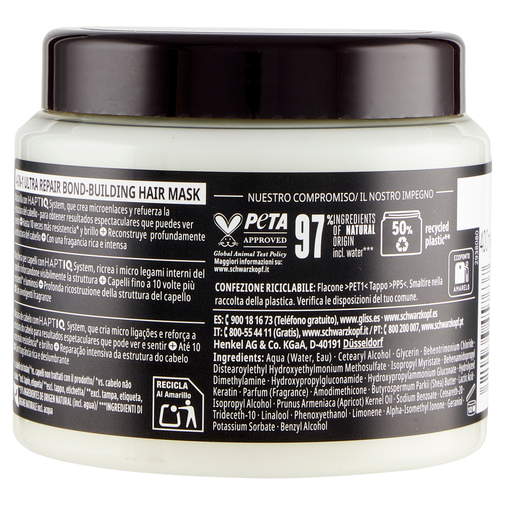 Gliss 4-in-1 Ultra Repair Maschera Bond Building per Capelli 400ml