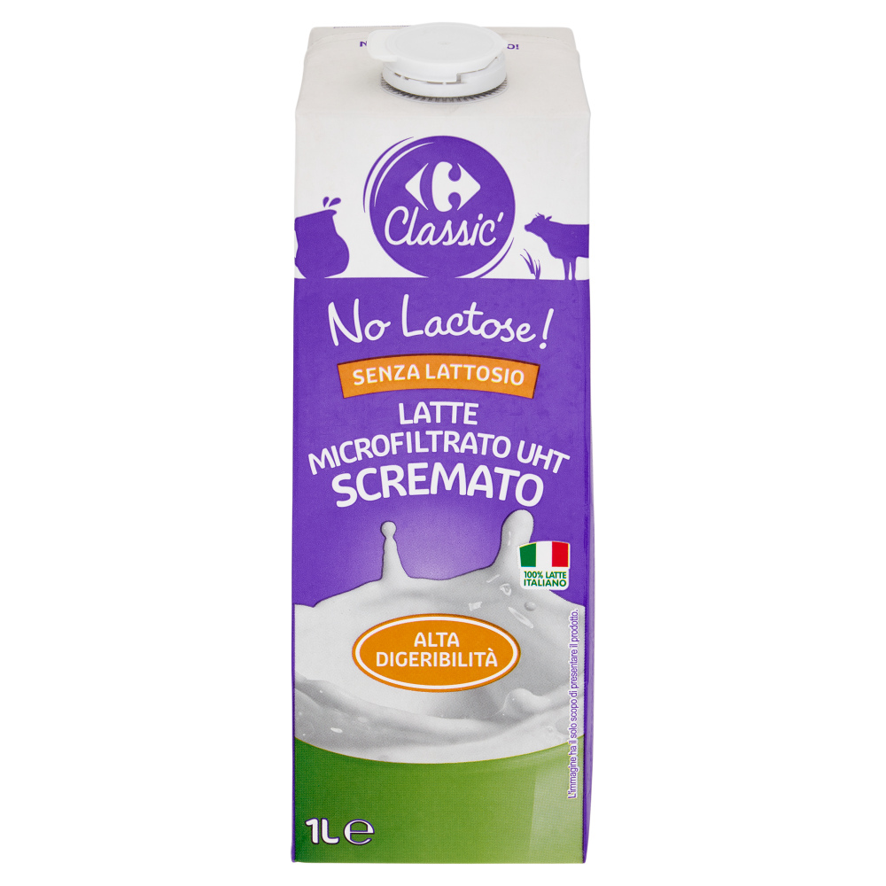 Carrefour Classic Senza Lattosio Latte Microfiltrato UHT Scremato 1 L