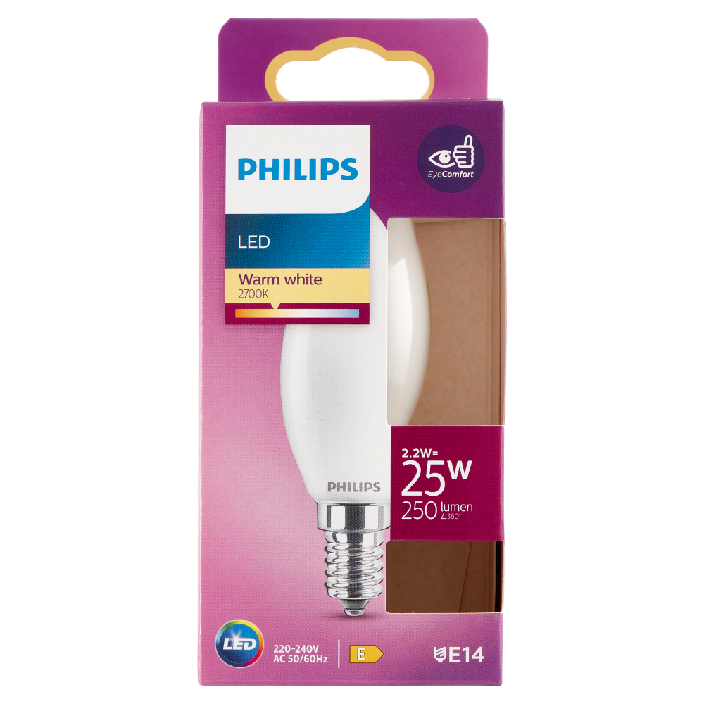 Philips Led candela vetro 25W E14 2700K