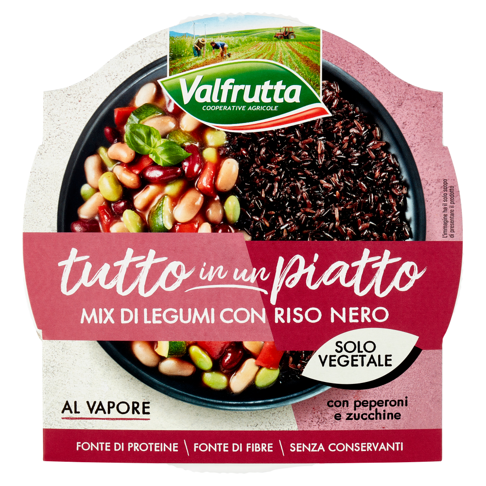 Valfrutta tutto in un piatto Mix di Legumi con Riso Nero con peperoni e zucchine 280 g