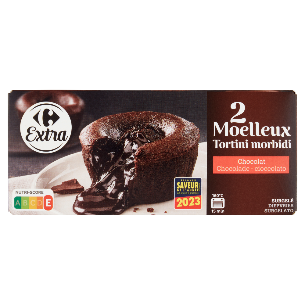 Carrefour Extra Tortini morbidi cioccolato Surgelato 2 x 95 g