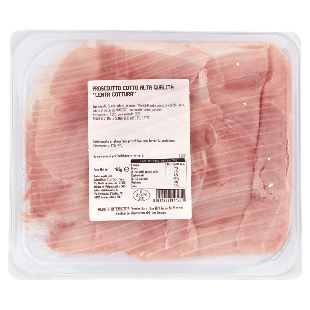 Salumi Coati Prosciutto Cotto Alta Qualità 120 g