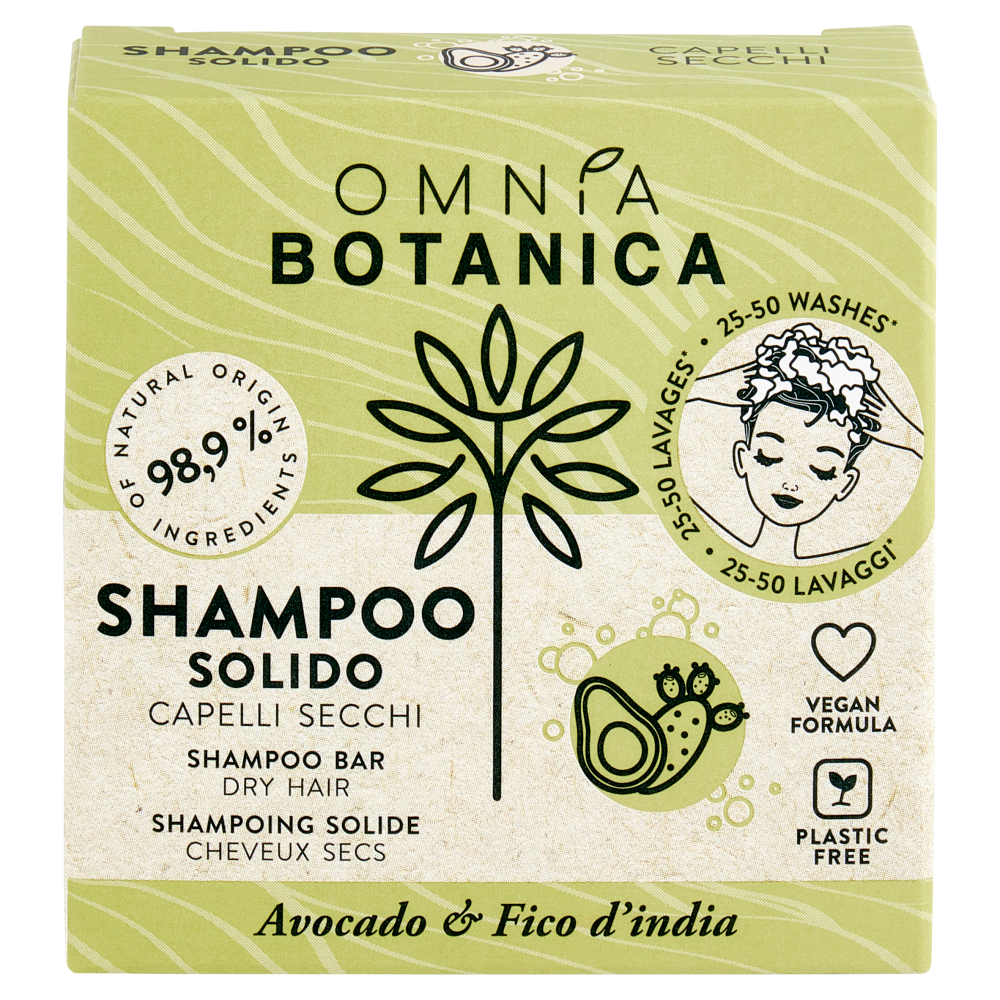 Omnia Botanica Shampoo Solido Capelli Secchi Avocado & Fico d'india 50 g