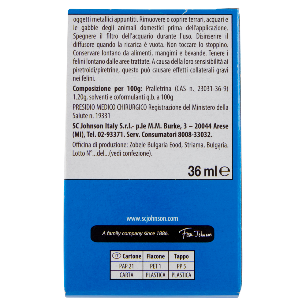 Raid Liquido Elettrico Ricarica 60 Notti, Inodore 36 ml