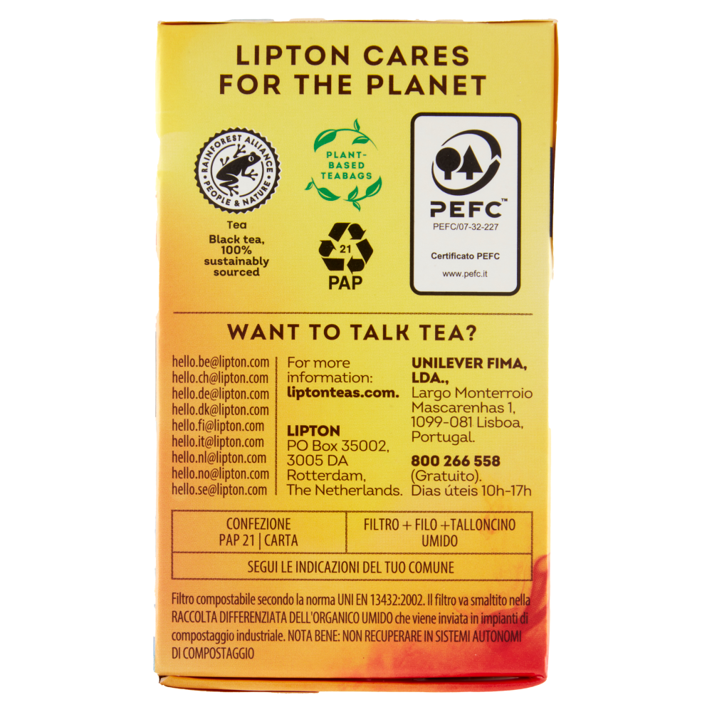 Lipton Earl Grey Tè Nero con Bergamotto 20 Pyramid Teabags 32 g