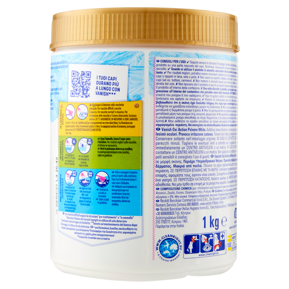 Vanish Oxi Action Multipower Polvere bianca Smacchiatore bucato 1 kg