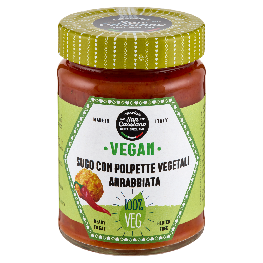 cascina San Cassiano Vegan Sugo con Polpette Vegetali Arrabbiata 290 g