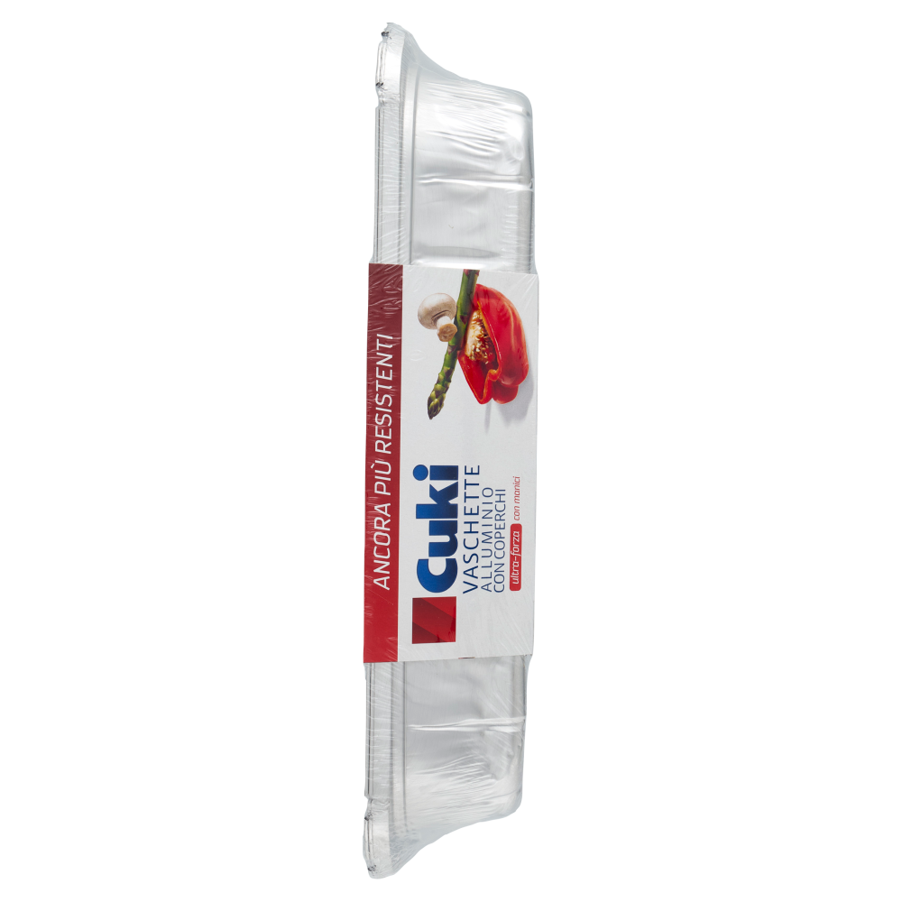 Cuki Conserva e Cuoce Vaschette Alluminio con Coperchi ultra-forza con manici 6 Porzioni 2 pz