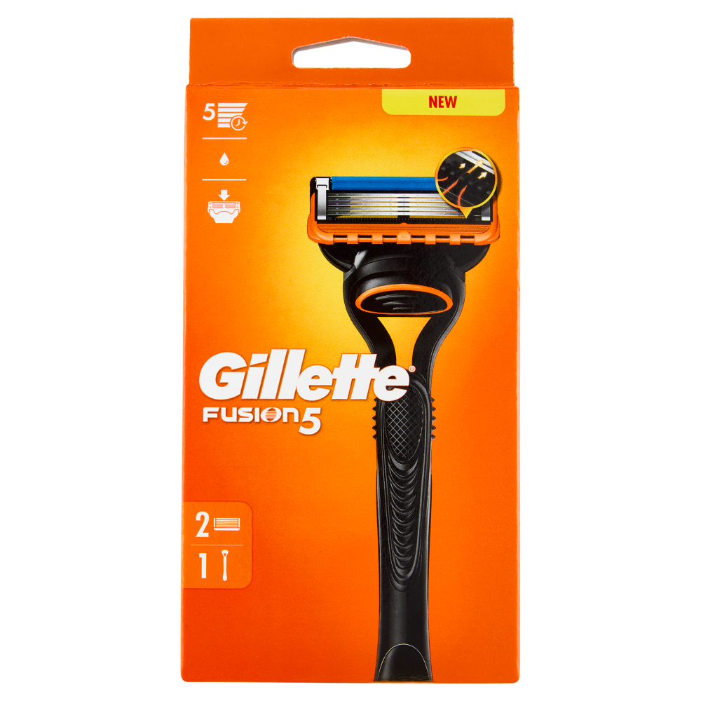 Gillette Fusion5 Rasoio da Uomo a 5 Lame, 1 Manico + 2 Lamette