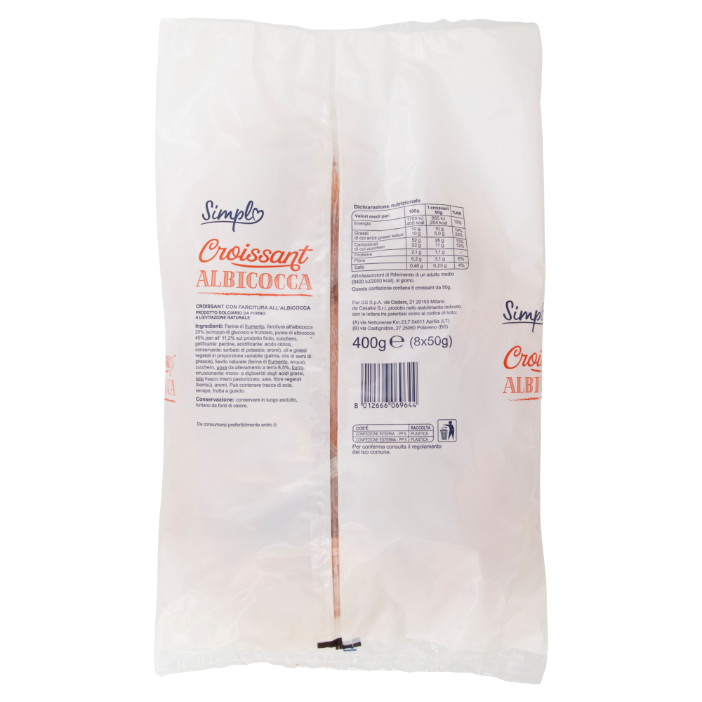 Simpl Croissant Albicocca 8 x 50 g
