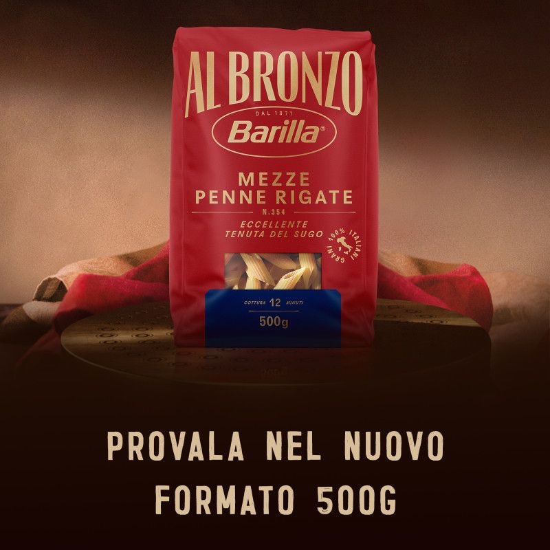 Barilla Al Bronzo Pasta Mezze Penne Rigate 500g