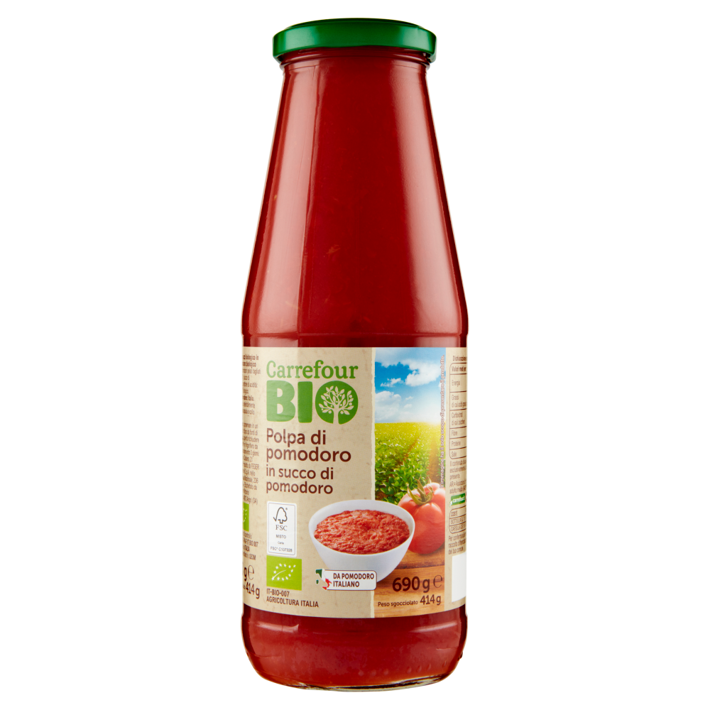 Carrefour Bio Polpa di pomodoro in succo di pomodoro 690 g