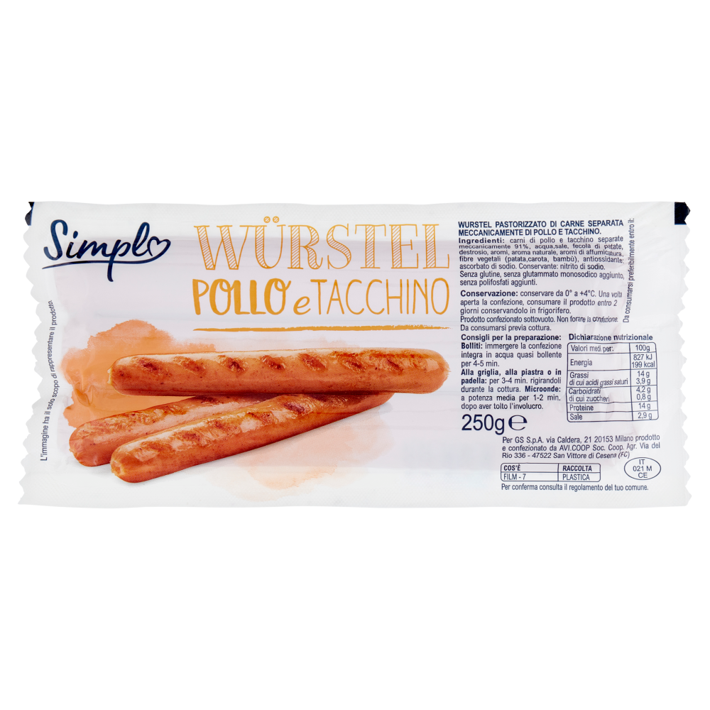 Simpl Würstel Pollo e Tacchino 250 g