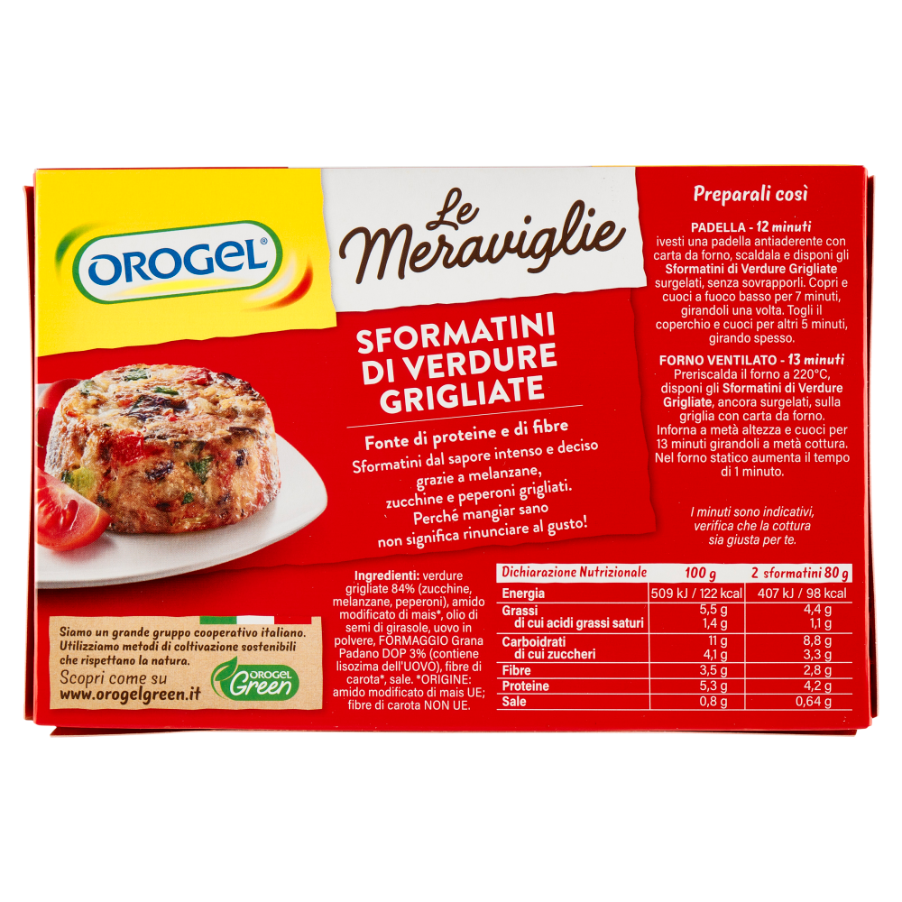 Orogel le Meraviglie 6 Sformatini di Verdure Grigliate Surgelati 240 g