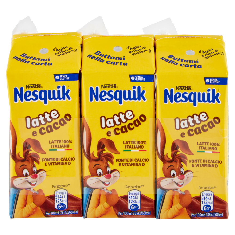 NESQUIK Pronto da Bere Bevanda a base di Latte e Cacao Solubile 3 brick da 180 ml