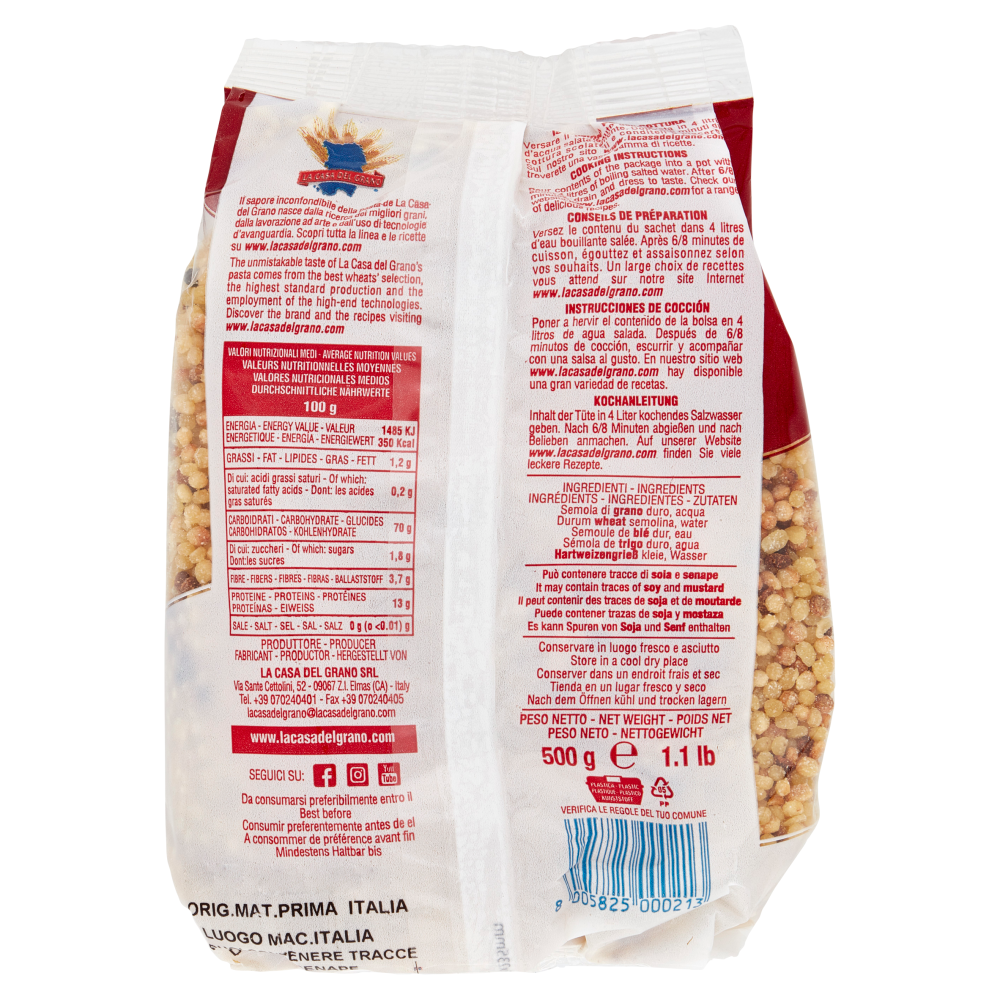 La Casa del Grano Le Tradizionali Sa Fregula Sarda Piccola 500 g