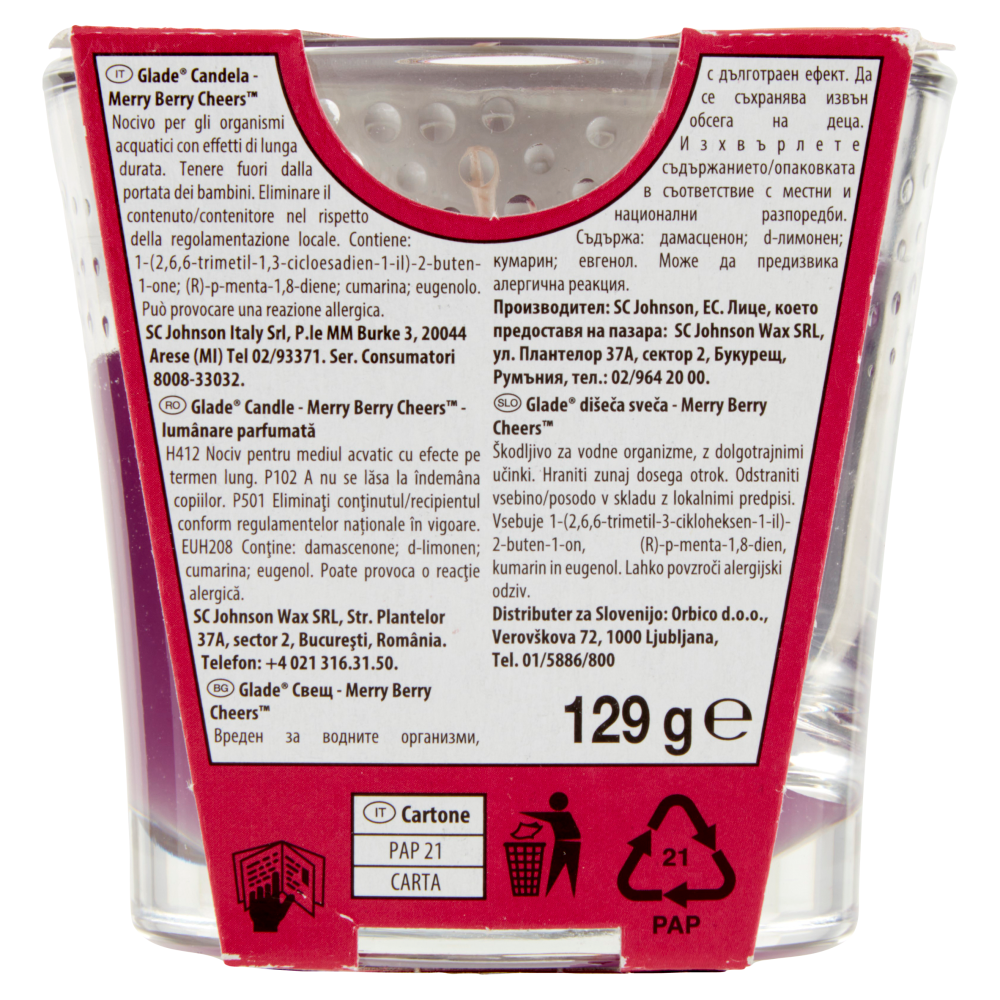 Glade Candela, Fragranza Merry Berry Cheers 129 g