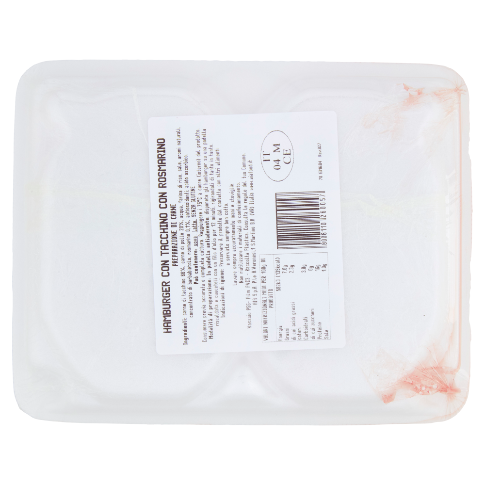 Aia Carne al Fuoco Hamburger Classico con Tacchino con Rosmarino 0,200 kg