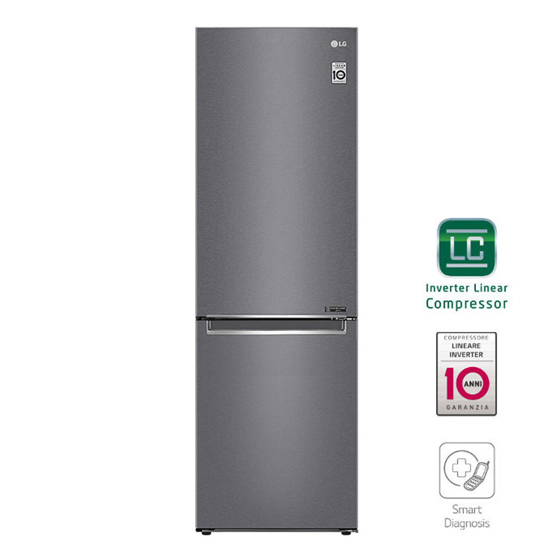 LG GBP62DSNFN Frigorifero Combinato Maniglie integrate Display interno LED