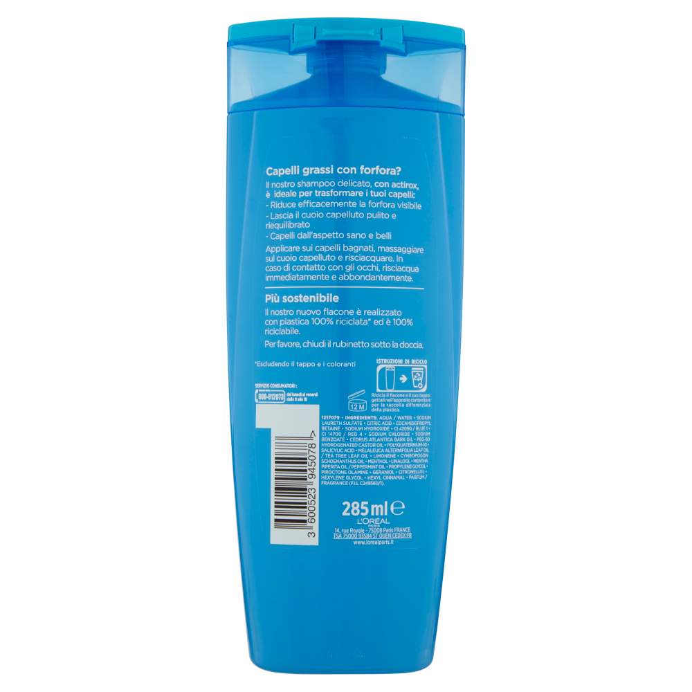 L'Or&eacute;al Paris Shampoo Elvive Antiforfora, Per Capelli Grassi, 285 ml
