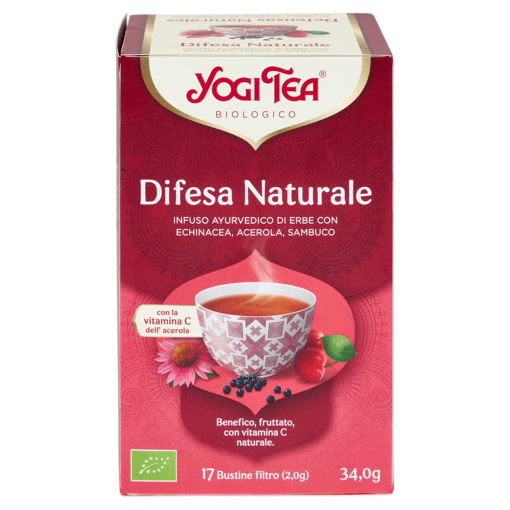 Yogi Tea Difesa Naturale Bio infuso ayurvedico di erbe con echinacea, acerola e sambuco - 34g