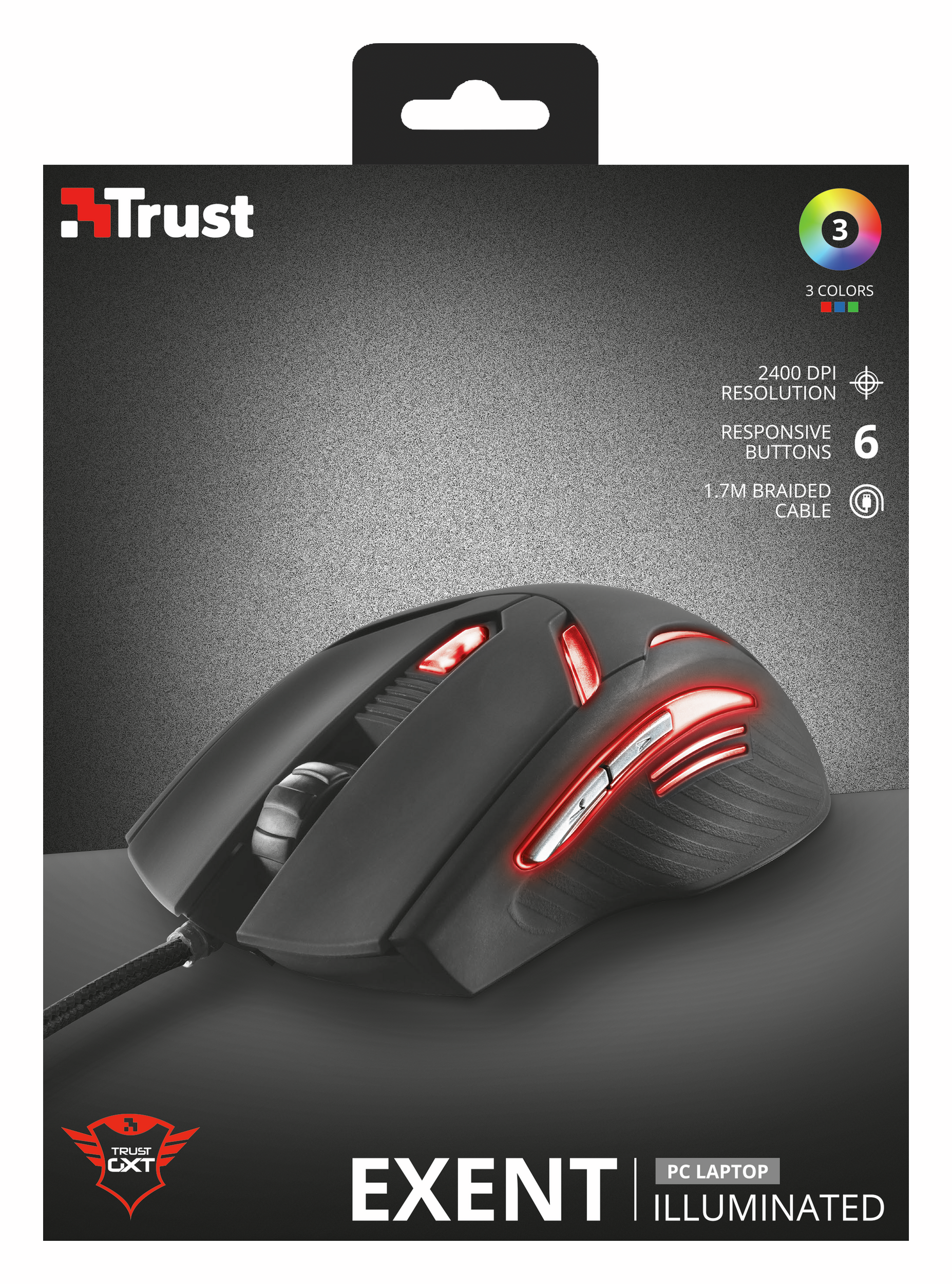 Trust GXT 152 mouse Gaming USB tipo A Ottico 2400 DPI