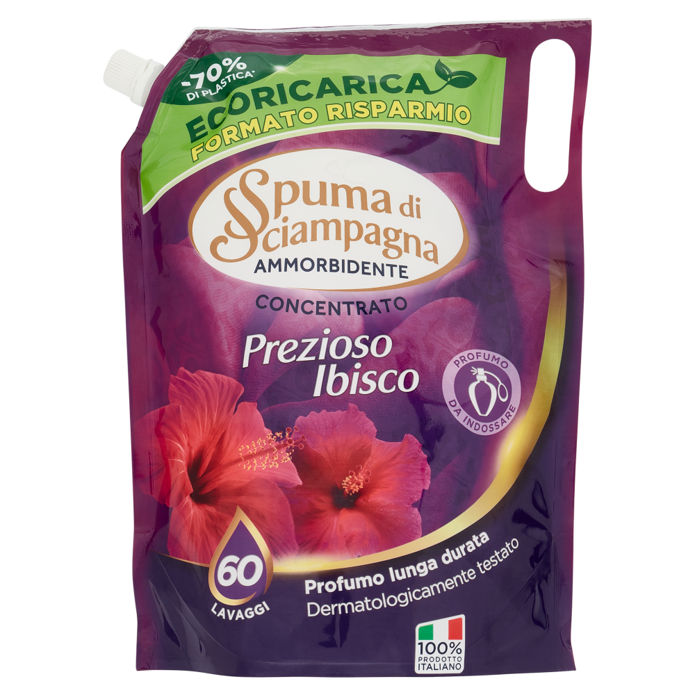Spuma di Sciampagna Ammorbidente Concentrato Prezioso Ibisco Ecoricarica 1200 ml