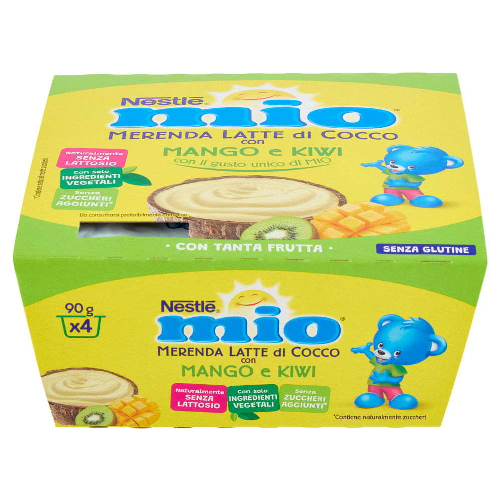 NESTLÉ MIO Merenda al Latte di Cocco Mango e Kiwi 4 Vasetti da 90g