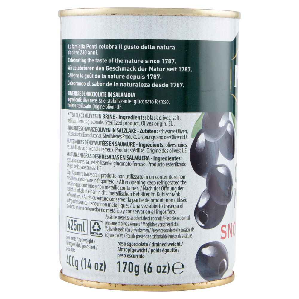 Ponti Olive Nere Snocciolate 400 g