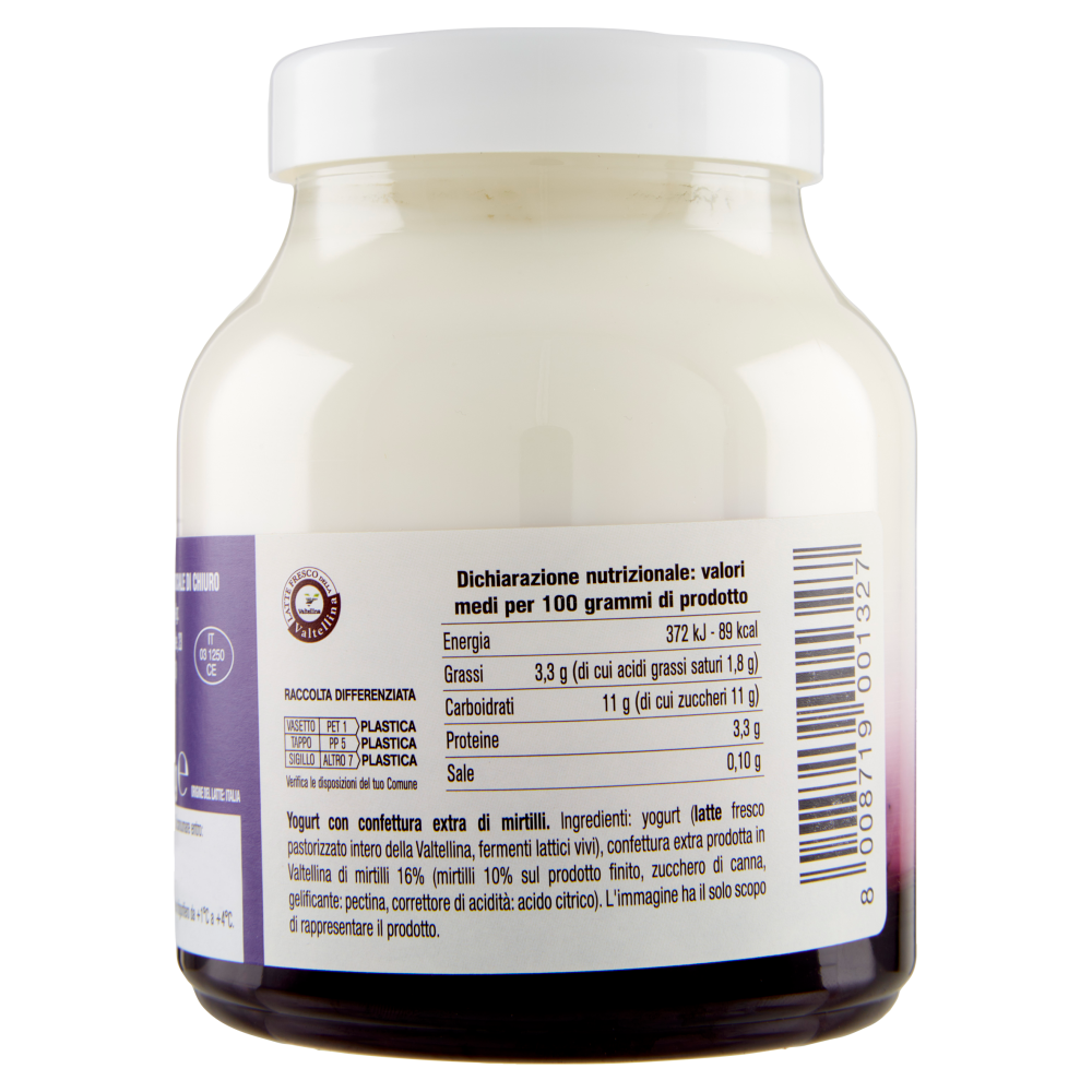 AlpiY&ograve; Yogurt di Valtellina Intero con confettura extra di Mirtillo 500 g