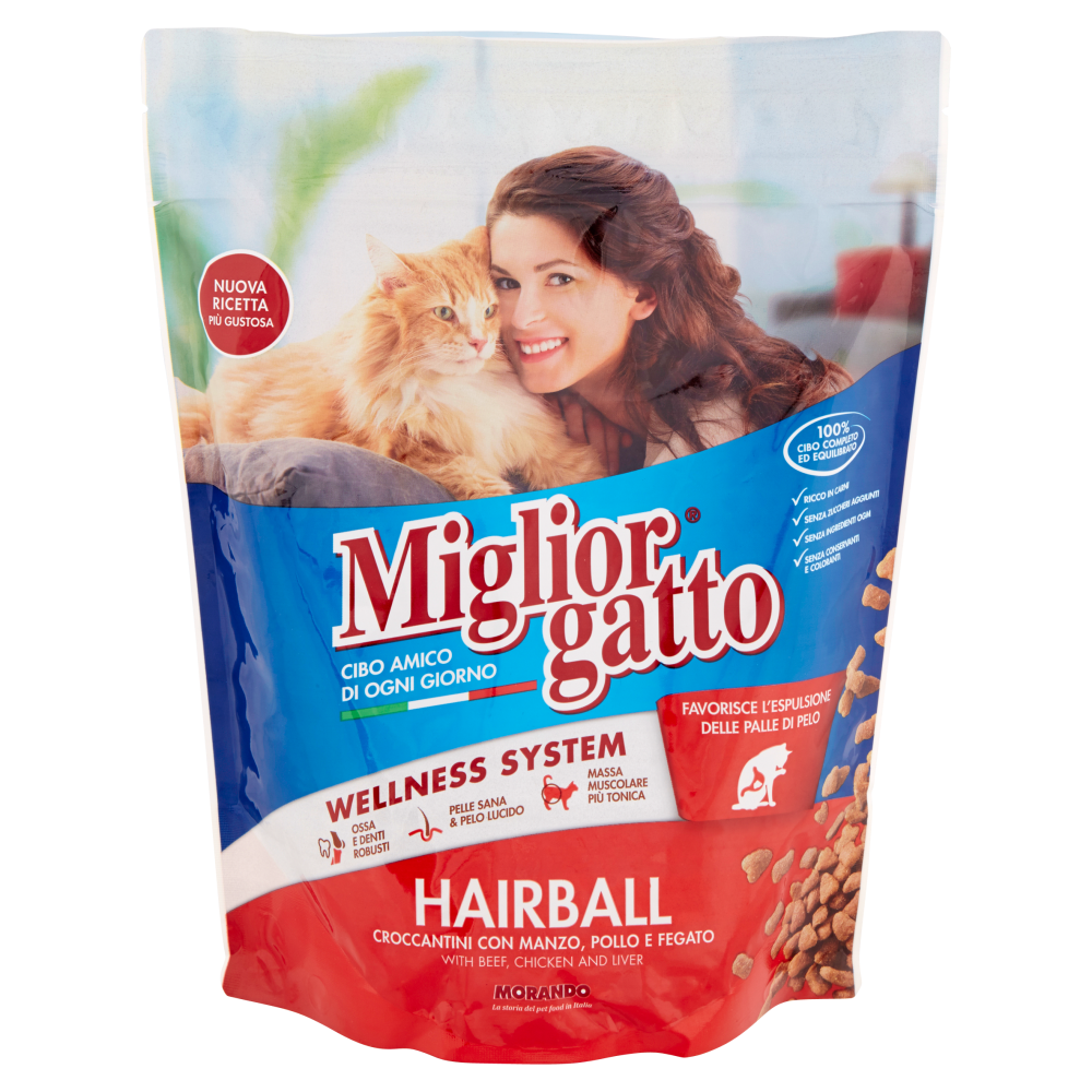 Migliorgatto Hairball Croccantini con Manzo, Pollo e Fegato 800 g