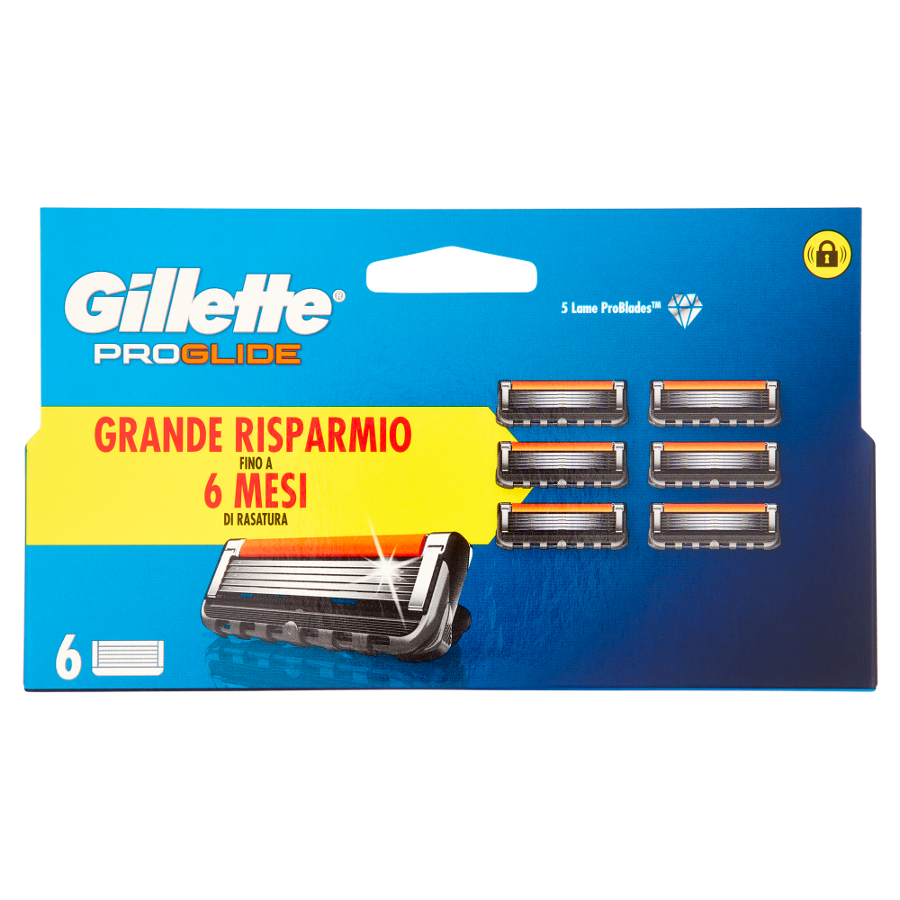 Gillette Proglide Lamette di ricambio per Rasoio da Uomo, 6 Ricariche
