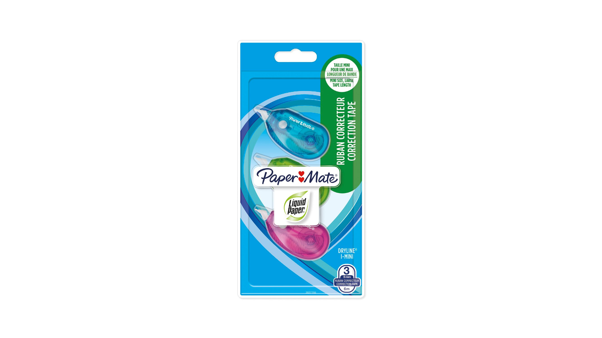 Papermate Liquid Paper nastro di correzione 6 m Blu, Verde, Rosa, Trasparente 3 pz