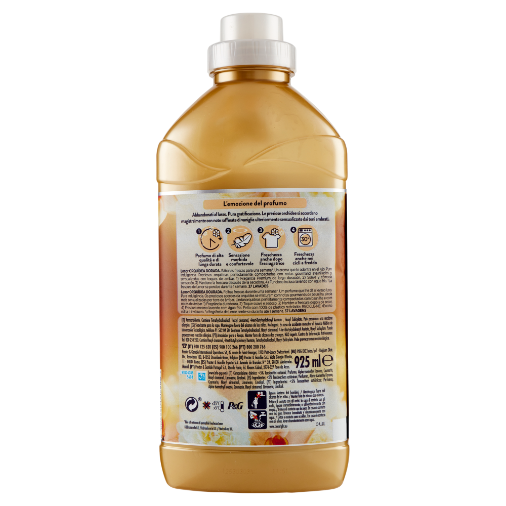 Lenor Ammorbidente Bucato 37 Lavaggi Oro e Fiori di Vaniglia, 925 ml