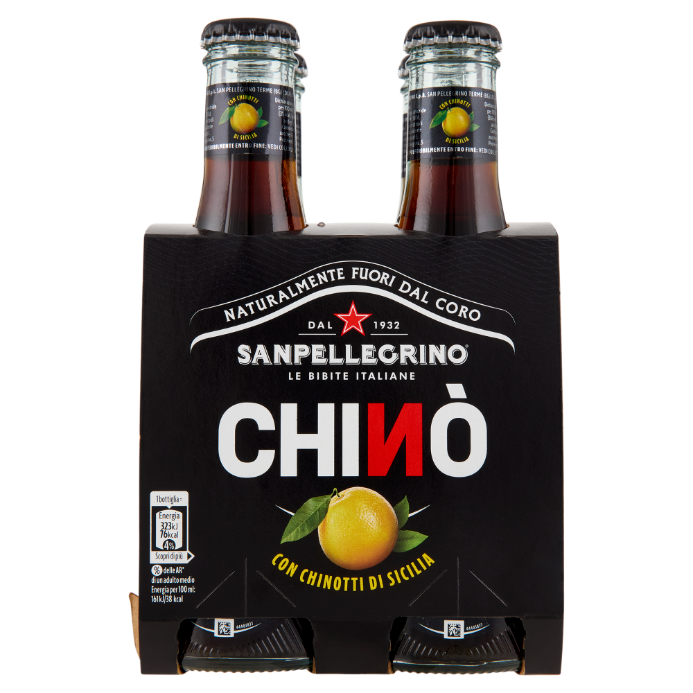 BIBITE SANPELLEGRINO, Bevande Gassate, Chin&ograve;, Vetro 4x20cl