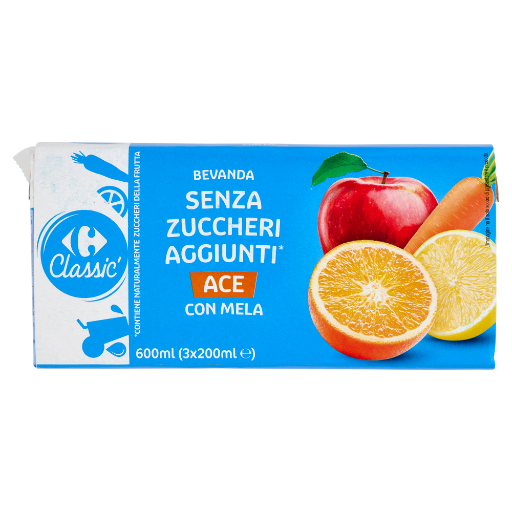 Carrefour Classic Bevanda Senza Zuccheri Aggiunti* ACE con Mela 3 x 200 ml