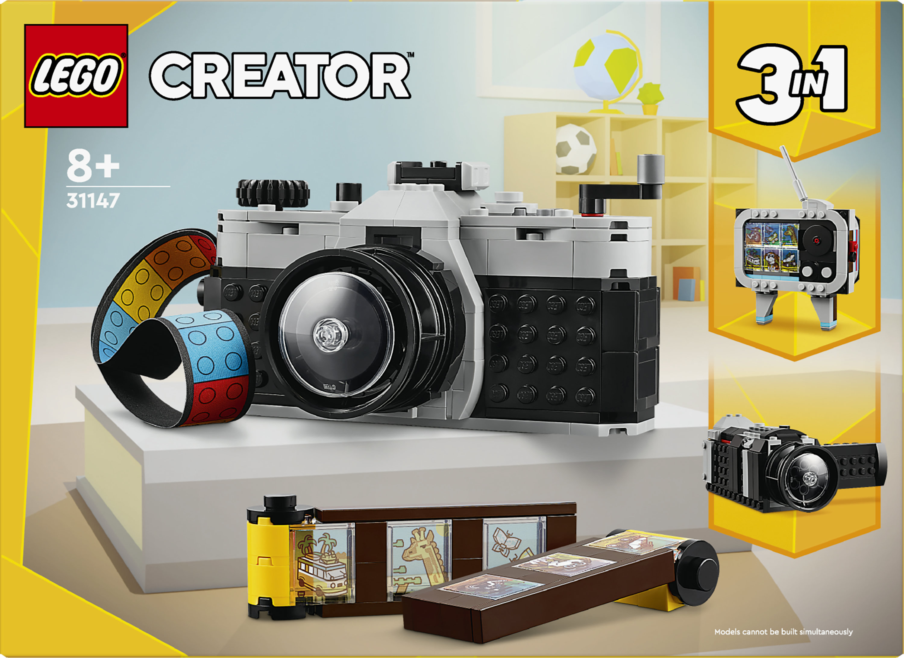 LEGO Creator 31147 3in1 Fotocamera Retro, Giochi per Bambini 8+ Anni, Macchina Fotografica Trasformabile in Videcamera o TV