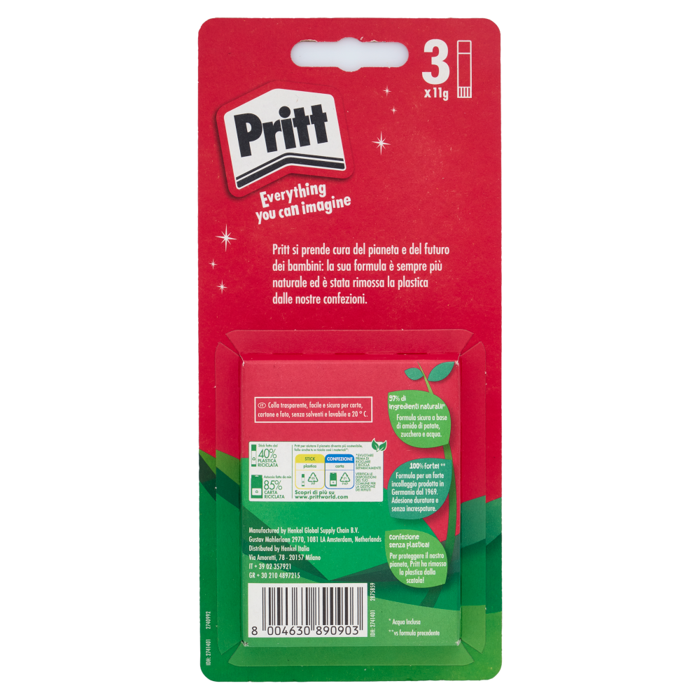 PRITT Colla Trasparente Mini 3 x 11 g