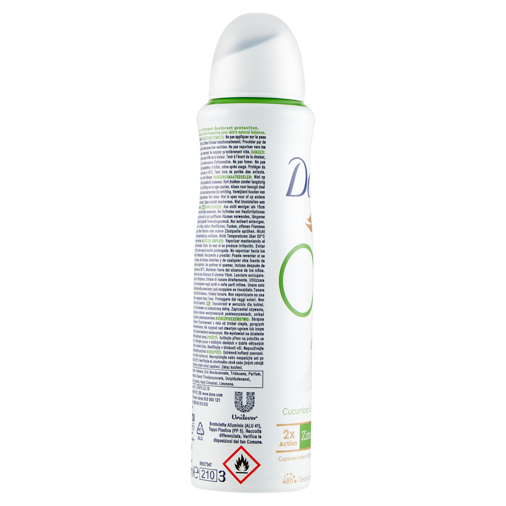 Dove 0% Aluminium Salts Cucumber & green tea scent Deodorant 150 ml