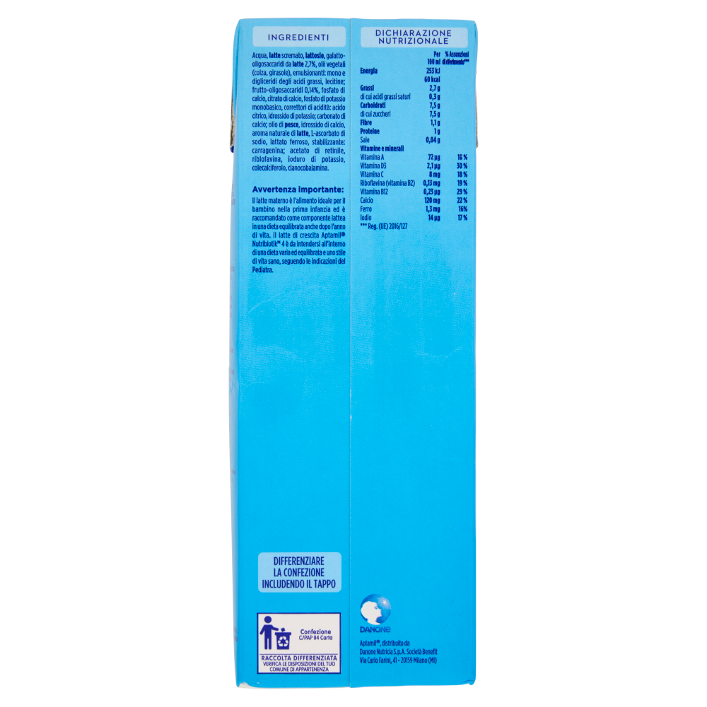 APTAMIL Nutribiotik 4 - Latte di Crescita Liquido, dal 24&deg; mese al 36&deg;, Fonte di Ferro e Fibre, 1L