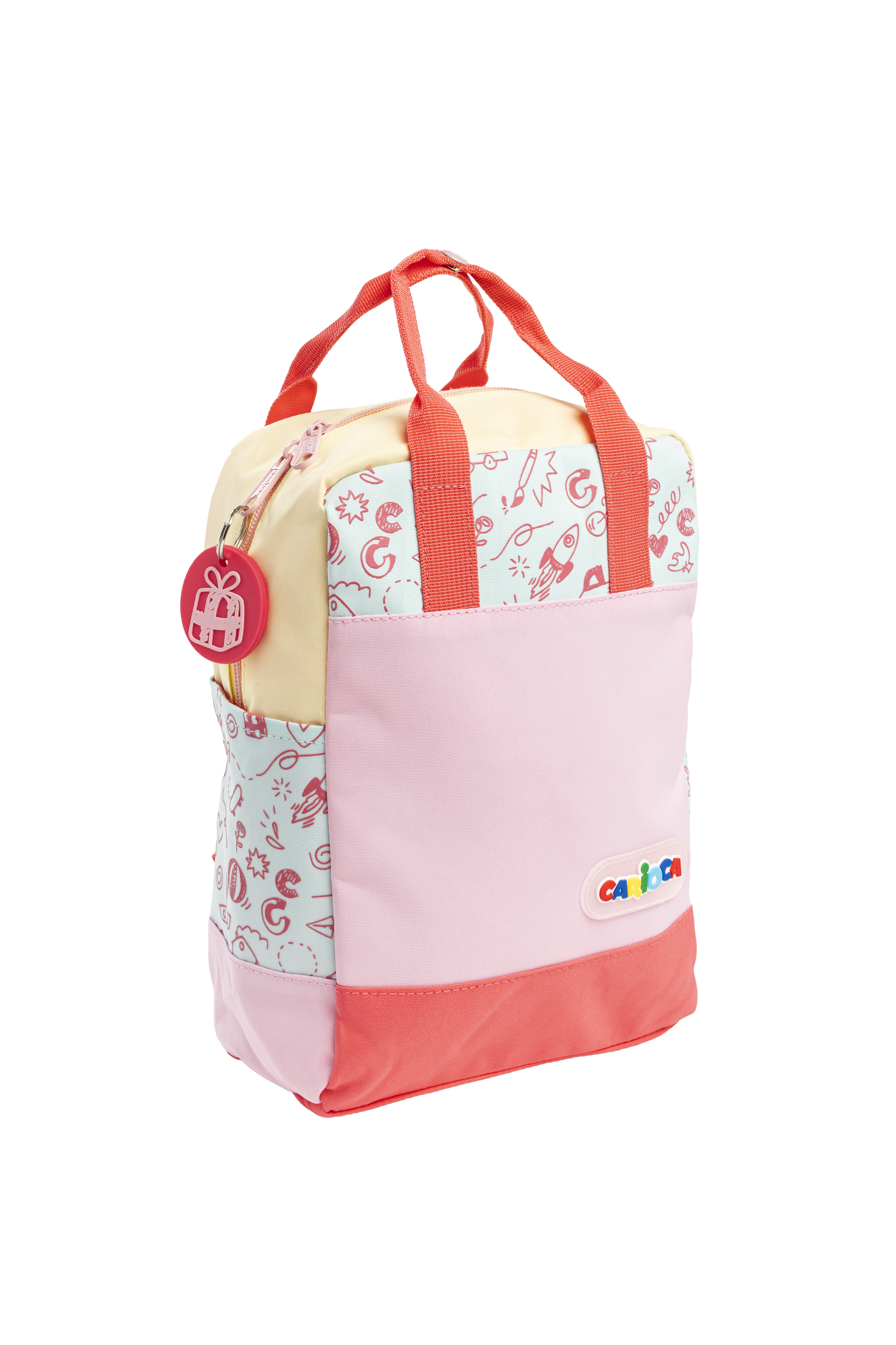 Carioca Zainetto doppio manico doodle rosa - riciclato