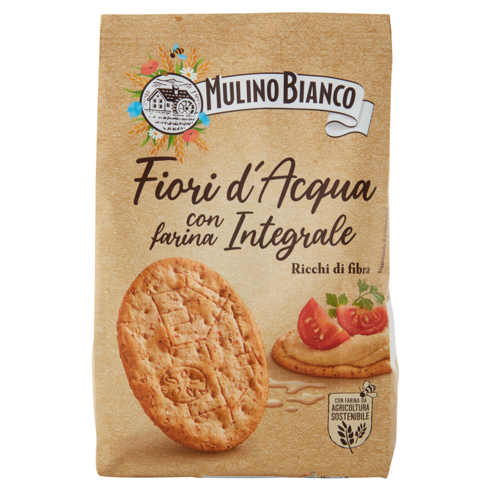 Mulino Bianco Fiori d'Acqua Cracker Integrali Senza Lievito Ricchi di Fibre 250g