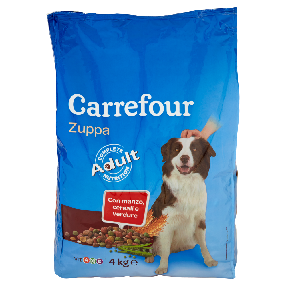 Carrefour Adult Zuppa Con manzo, cereali e verdure per cani 4 kg