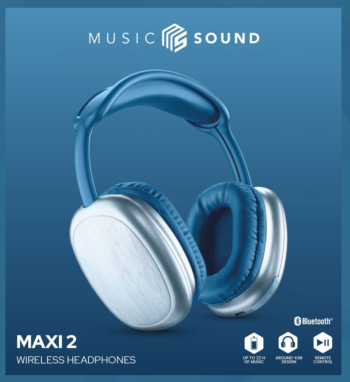 Music Sound Maxi2 Cuffie around-ear Maxi2 Bluetooth 5.0 : cuffie around-the-ear dal design moderno e colorato, che garantiscono un suono potente e bilanciato e un alto comfort d'utilizzo