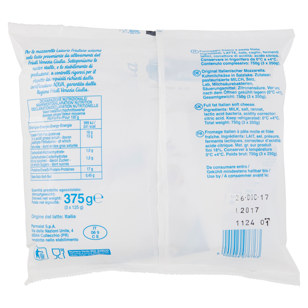 Latterie Friulane Mozzarella Castello 3 x 125 g