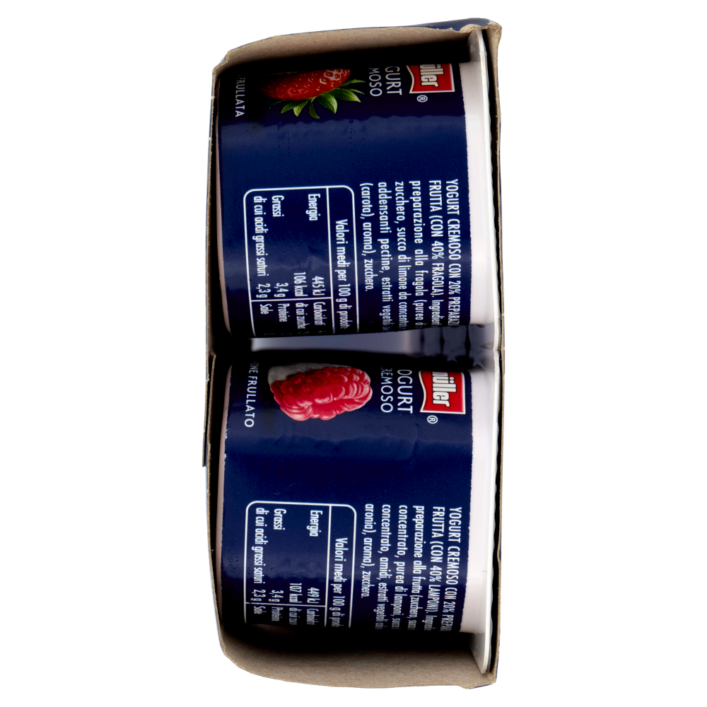 müller Yogurt Cremoso con Frutta Frullata Fragola, Ciliegia, Frutti di Bosco, Lampone 8 x 125 g