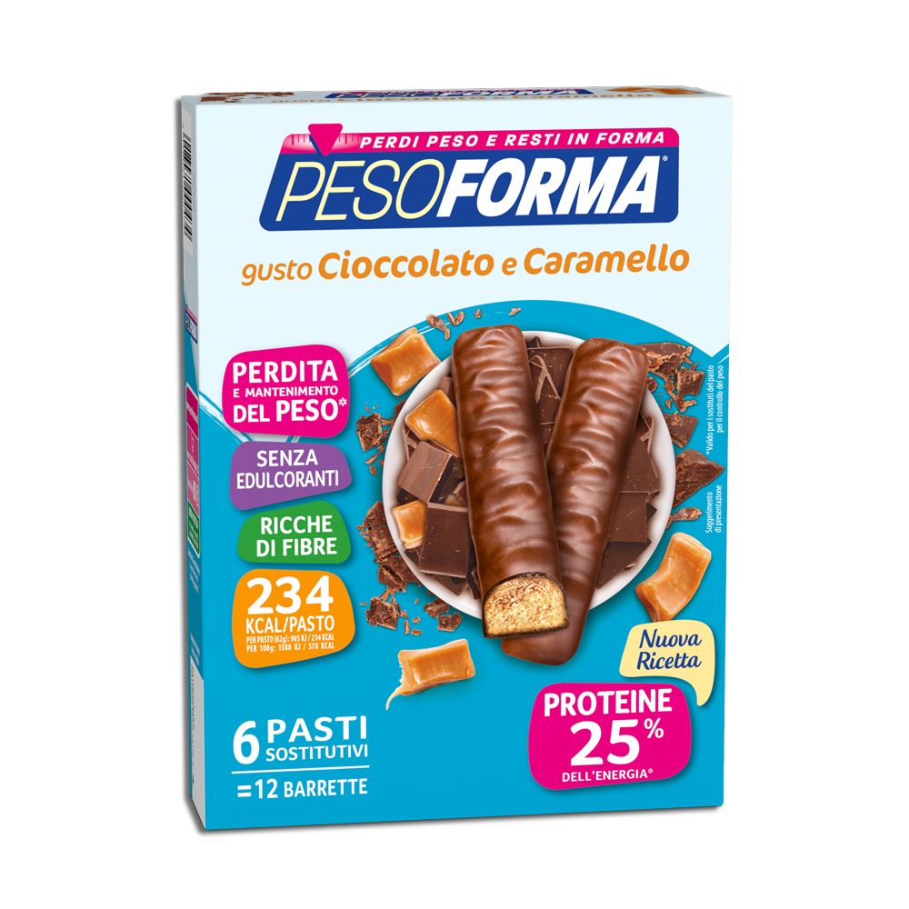 Pesoforma Barrette sostituto del pasto Cioccolato Caramello 12x31g