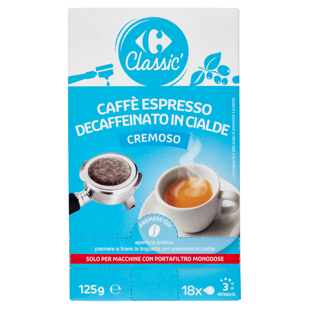 Carrefour Classic Caffè Espresso Decaffeinato in Cialde Cremoso 18 x 6,95 g