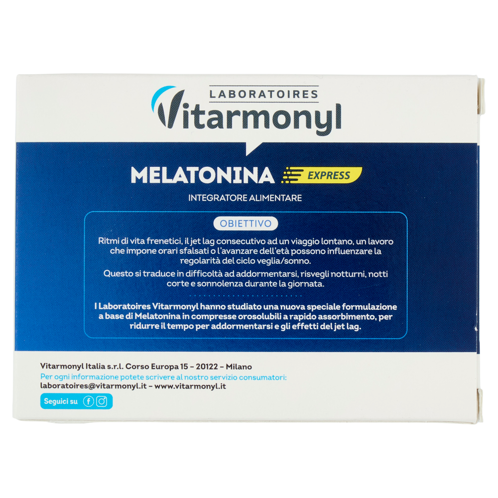 Laboratoires Vitarmonyl Melatonina Express 60 Compresse Orosolubili 4,8 g